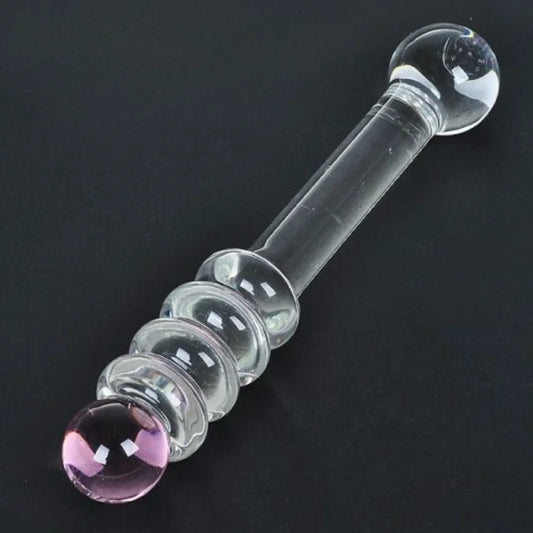 1PCS Double Head High Borosilicate Fourth Ring Crystal Glass Simulation Dildo Sex Toy For Woman Couples Vaginal Stimulation