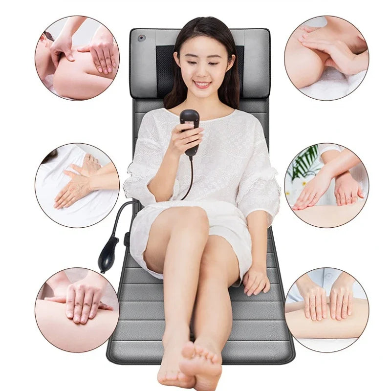 Electric Heating Full Body Massager for Car Chair Office Lumbar Neck Muscle Relax Vibration Cushion Shoulder Back Massage Mat