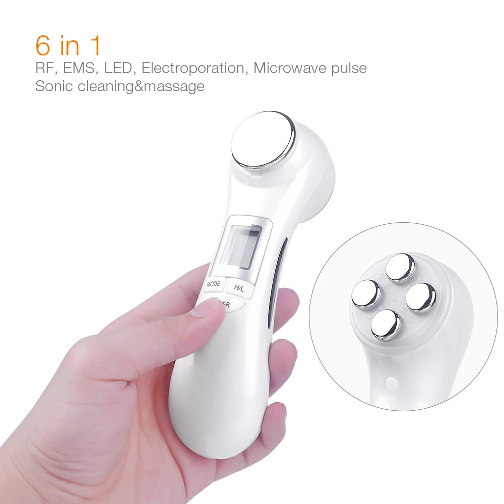 Chin Slimming Facial Treatment Tool 6-in-1 EMS Microcurrent Therapy Skin Lift Massager LED Photon Rejuvenation Beauty Machine