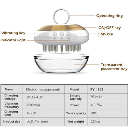 New EMS Laser Vibration Massage Comb Design Hair Loss Treatment Electric Scalp Applicator Hair Regrowth Comb With Liquid Guide