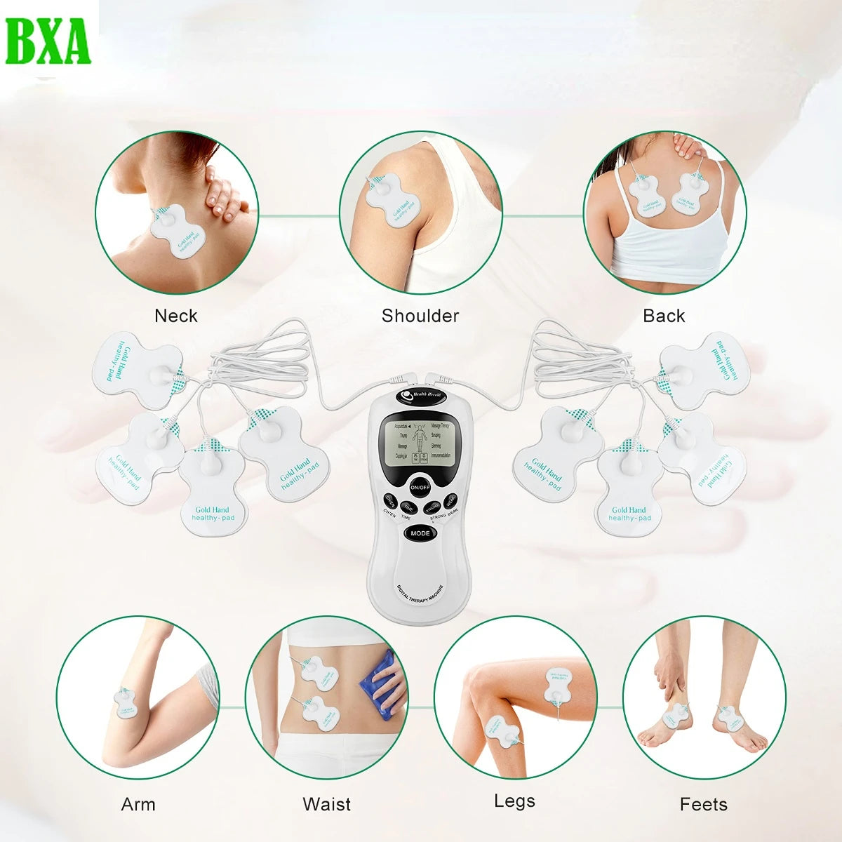 Multilingual 8 Mode Electric EMS Tens Muscle Stimulator EMS Acupuncture Face Body Massager Digital Therapy Herald Massage Tool