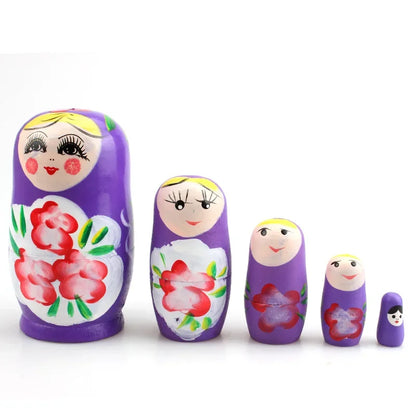 5-Layer Paint Color Arts Craft Toys Russian Wooden Nesting Doll Craft Handmade Painted Children's Wooden Toys Decoration Doll