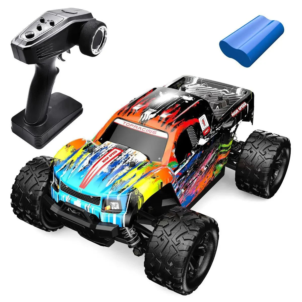 1/18 Scale 4WD Off-Road Monster Trucks RC Cars with 38KM/H High Speed, 2.4 GHz Remote-Controlled Electric All Terrain Car Toys