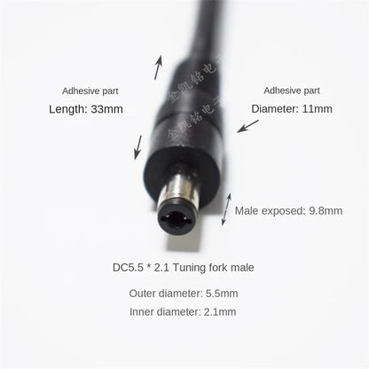 1 Sqmm Thickened Copper Power Cable, DC5.5*2.1 Male To Male Extension Cord, 12V Equipment Double Male Head Wire, 1m Length