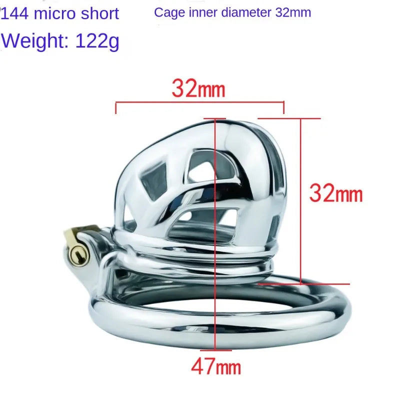 Stainless Steel Micro Short Cylinder Hidden Chastity Lock Smooth Anti-escape Abstinence Convenient Urination Chastity Device