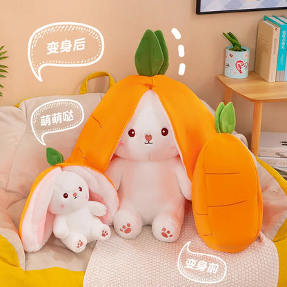 35/50/70cm Cute Transformation Strawberry Rabbit Doll Plush Toy Carrot Rabbit Small Fruit Doll Rabbit Sleeping Pillow Doll Gift