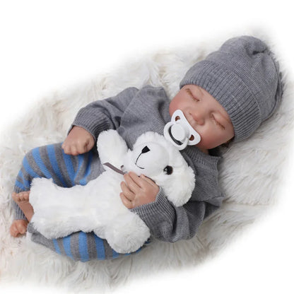 46cm Full Body Silicone 18inch Realistic Reborn Baby Doll Lifelike Newborn Baby Boy Girl Doll Flexible 3D Skin Tone