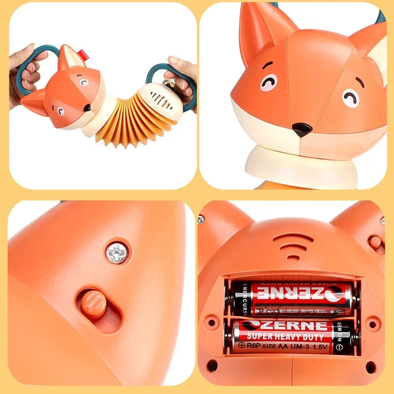 Accordion Instrument Toy Fox Musical Rattle Early Education Electric Puzzle Cute Cartoon Animals Simulation Toys Children