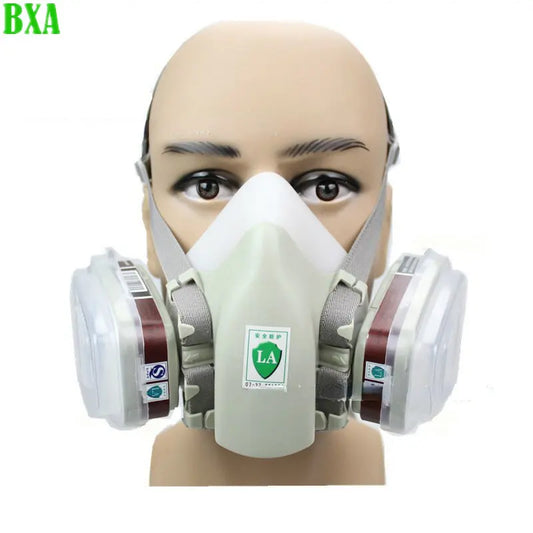 Silica Gel Double Gas Mask Painting Spraying Respirator Facepiece Safety Work Organic Vapor Chemcial Filter Dust Protective