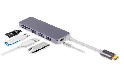 USB 3.1 Type-C To 3.0 Hub Docking Station with TF/SD Card Slots and PD Power Delivery - Aluminum Alloy