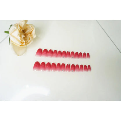 Beauty Cute Short Nails Ellipse Shape Short Wearable Detachable Fingernails False Nail Full Cover Crystal Elegant Pink Gradient