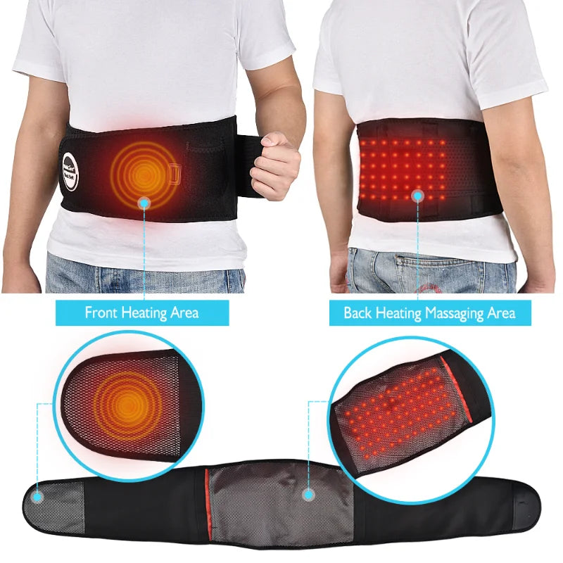 New Heating Massage Belt Electric Lumbar Spine Support Brace Heat Therapy Vibration Waist Massager Lower Back Muscle Relaxation