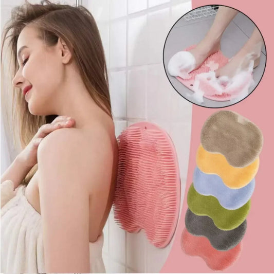 Exfoliating Shower Massage Scraper Bathroom Non-slip Bath Mat Back Massage Brush Silicone Foot Wash Body Cleaning Bathing Tool