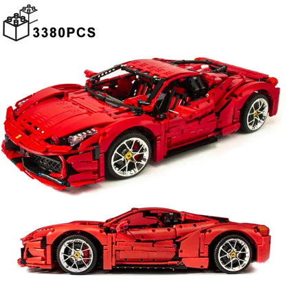 3380PCS Technical Red MOC 458 Sport Car Building Blocks 42143 High Tech Speed Vehicle Gifts Bricks Toy for Boy Friend