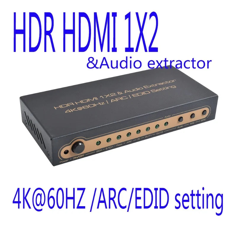 4K HDR HDMI 1x2 Splitter with Audio Extractor - HDMI 2-Port Distribution, Audio Extraction