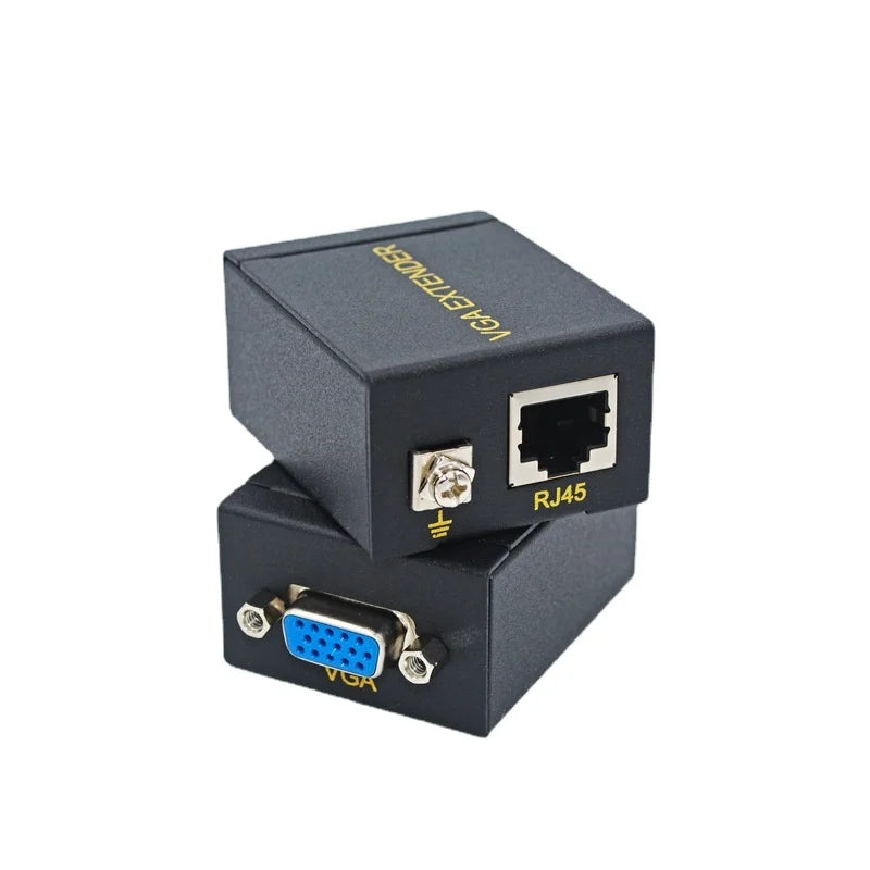 VGA 60m Single-Cable Extender, VGA To Network Signal Amplifier Transmitter, Network Cable To VGA Converter