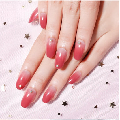 Beauty Cute Short Nails Ellipse Shape Short Wearable Detachable Fingernails False Nail Full Cover Crystal Elegant Pink Gradient