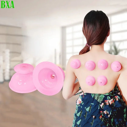 BXA Silicone Vacuum Cup Body Massager Anti Cellulite Vacuum Cans Silicone Suction Cups Back Neck Full Body Massage Helper