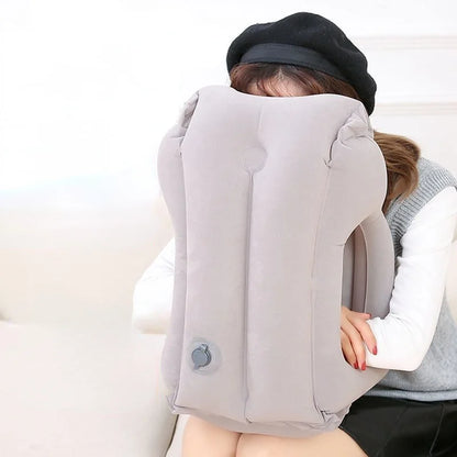 Dark Blue Inflatable Air Cushion Travel Pillow Headrest Chin Support Cushions for Airplane Plane  Office Rest Neck Nap Pillows