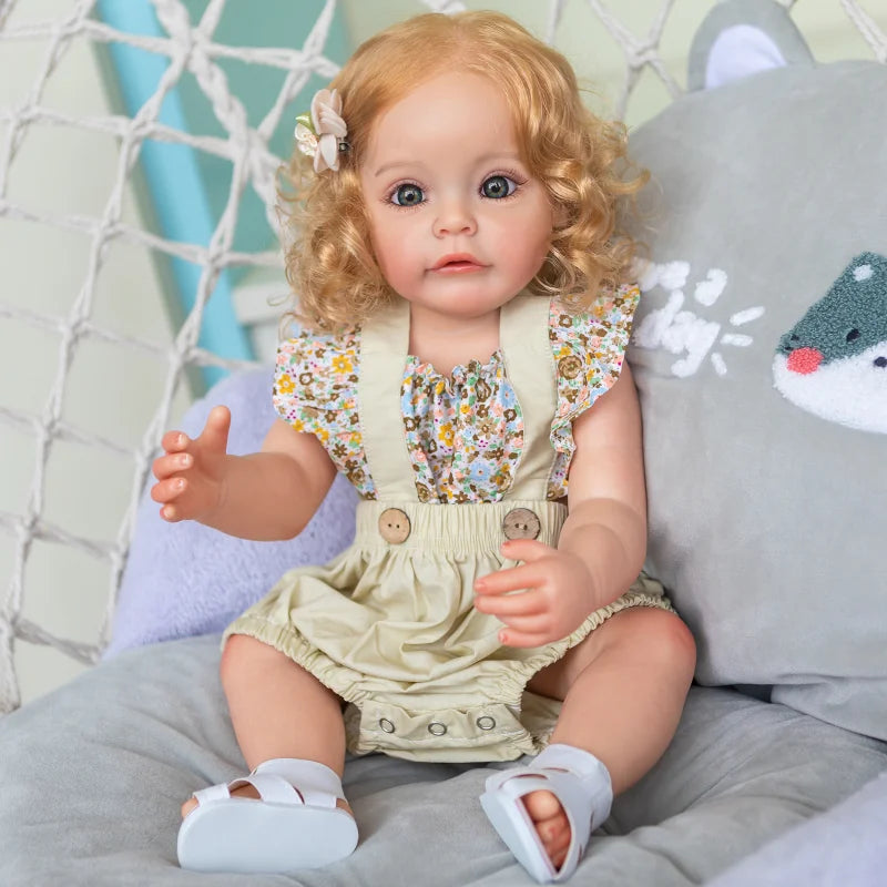 55CM Reborn Baby Dolls Full Silicone Baby Doll Hand-detailed Baby Rebirth Doll Hand Painted Vein Waterproof Toy for Girls