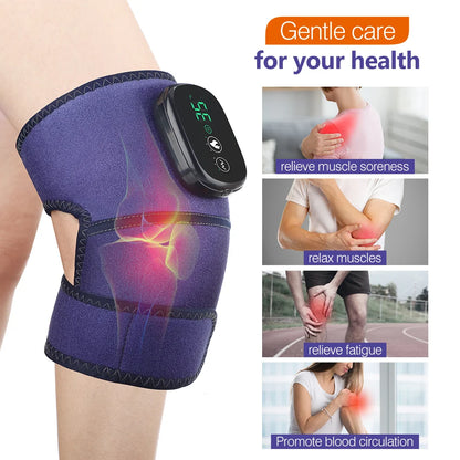 NEW Heated Knee Massager Electric 3-in-1 Shoulder Elbow Knee Strap Keeps Warm Vibratory Massage Cushions Arthritis Muscle Relax