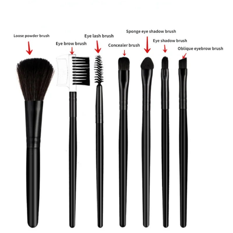 7PCS Makeup Brushes Set Portable Soft Eye Shadow Brush Cosmetic Foundation Powder Eyelash Eyebrow Concealer Makeup Tool Reusable