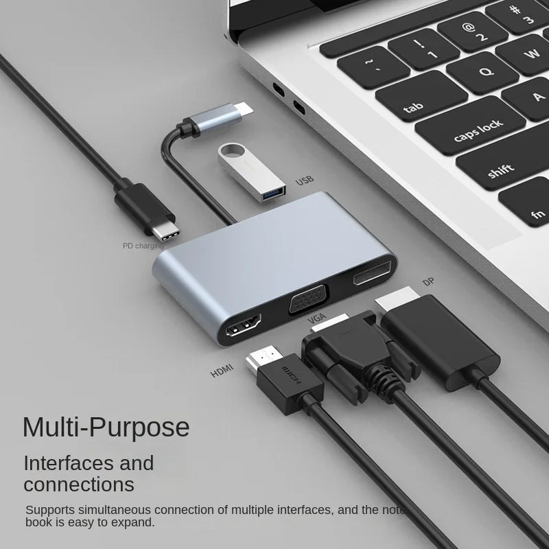 USB C Hub 5-in-1: 4K MST Multi-Display DP/VGA/HDMI Converter