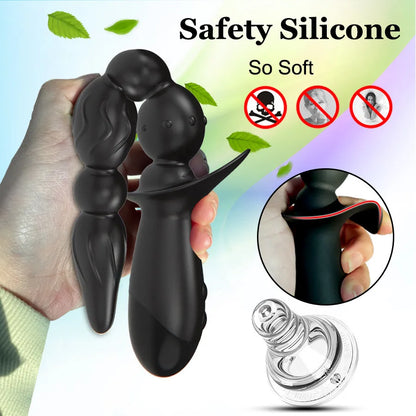 USB Magnetic Charge Anal Plug 3-Motors Vibration Buttplug Silicone Pull Beads Balls Dilator Butt Plug for Adults Erotic Sex Toys