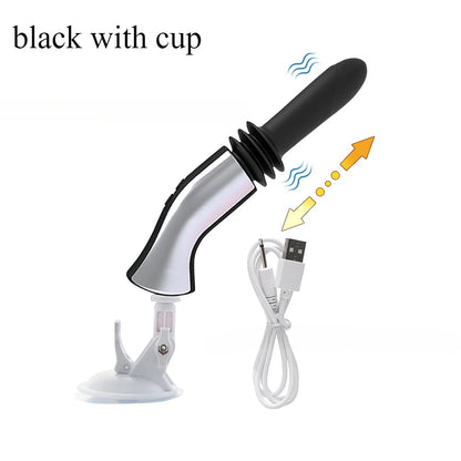 Telescopic Gun Electromechanical Simulation Phallus Female G-spot Stick Masturbation Prop Automatic Pumping & Inserting Sex Toys