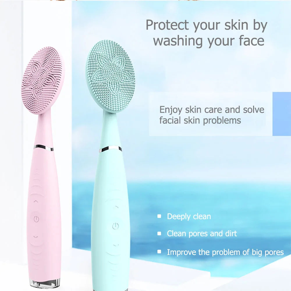 Electric Sonic Facial Cleaning Brushes Silicone Face Massager Lift Cleanshing Tool Blackhead Remover Brush for Dropshipping