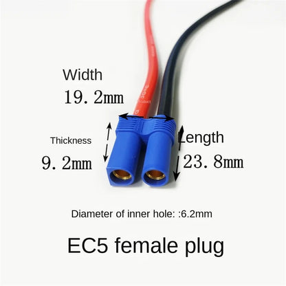 10aWG Pure Copper Car Emergency Power Cable, EC5 Female To Alligator Clips, 5.3mm², 40cm