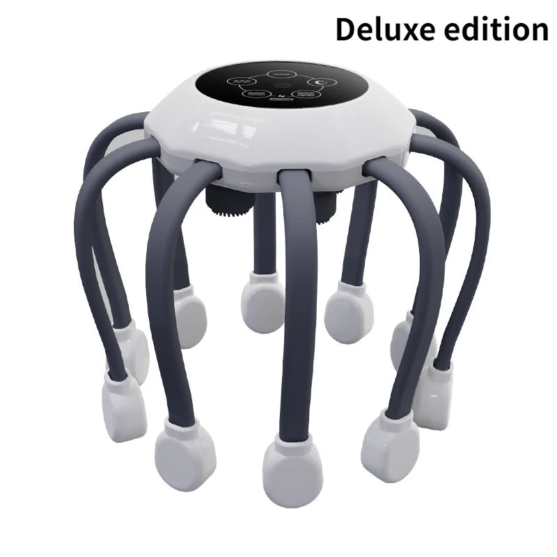 1pc Octopus Electric Scalp Massager Head Massage Therapy Vibrator Head Scratcher for Relaxation Stress Migraine Relief - White