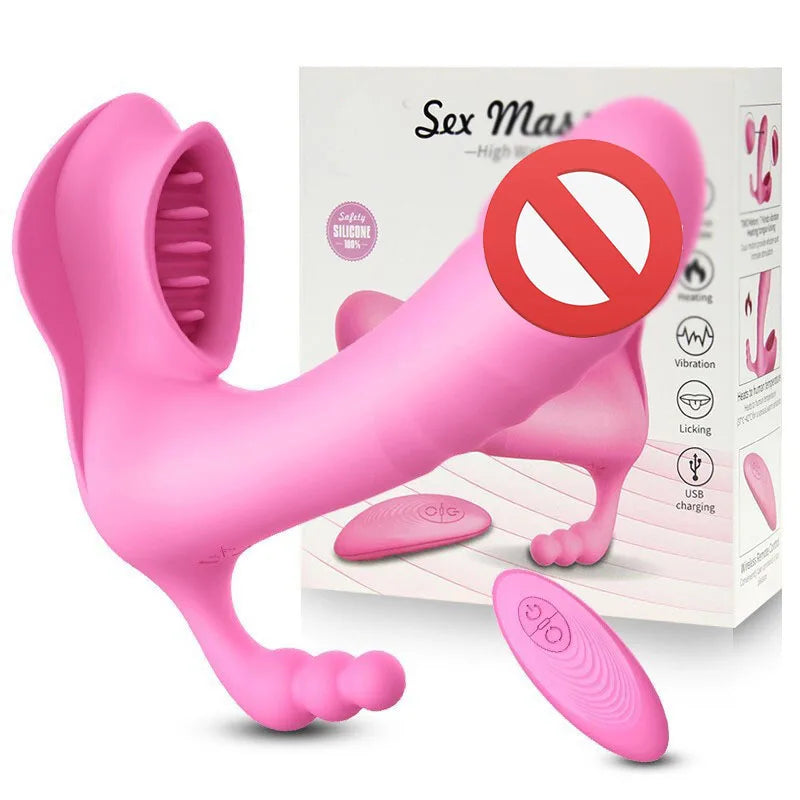 Strap-On Dildo Heating Silicone Vibrator Clitoris G Spot Stimulator Massagewr Wireless Remote Control Sex Toys For Woman