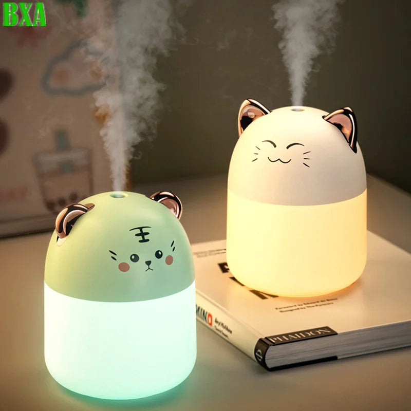 Facial Humidifier with Colorful Atmosphere Light 250ml Capacity Cold Mist Aroma Diffuser Home Bedroom Humidifier Purifies