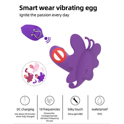 Soft Silicone Wireless Remote Control Butterfly Wears a Vibrator G-Spot Nipple Clitoral Masturbator Sex Toy for Women