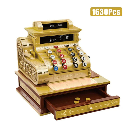 1630Pcs MOC Vintage Cash Register Model Building Blocks Retro Decoration Micro Bricks DIY Toys Children Adult Gifts