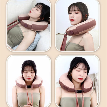 Electric Inflation U Shaped Neck Massager Pillow USB Charging Portable Neck Shoulder Cervical Relaxing Massage Protector Outdoor