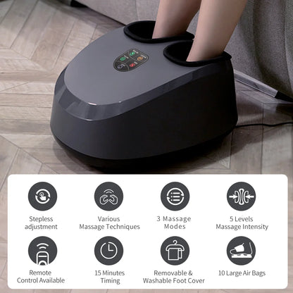 Remote Control Electric Foot Massager Air Compression Deep Vibration with Hot Pressing 36 To 45 Sizes Warm Massager