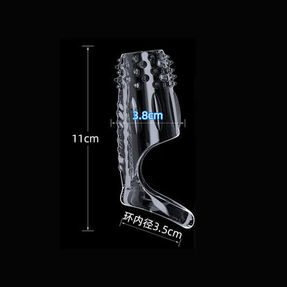 1ps Male Vibrating Silicone Cock Sleeve Ring Delay Ejaculation Vibrator Penis Cover Enlargement Women G Spot Stimulation Sex Toy