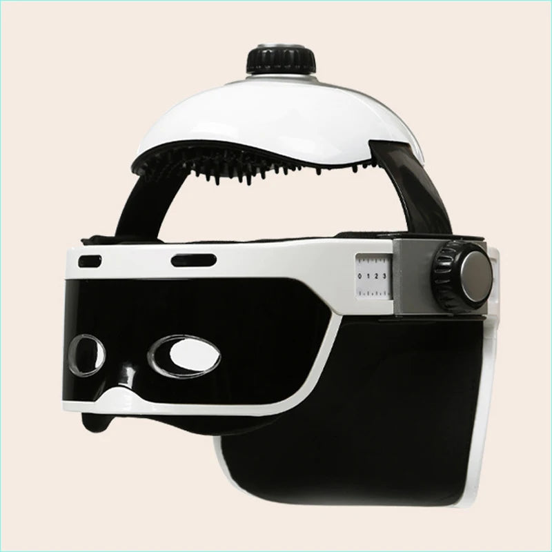 New Head Massage Helmet Electric Vibration Headache Pneumatic Massage Scalp Relaxation Automatic Hot Compress Bluetooth Version