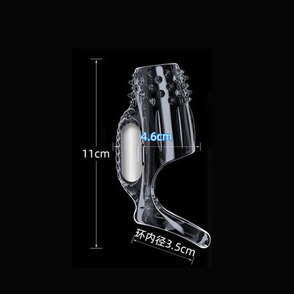 1ps Male Vibrating Silicone Cock Sleeve Ring Delay Ejaculation Vibrator Penis Cover Enlargement Women G Spot Stimulation Sex Toy