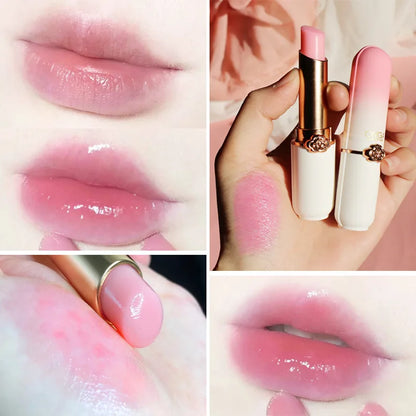 1pc Peach Color Lip Balm Crystal Temperature Change Lipstick Girl Moisturizing LongLasting Lip Gloss Makeup Lip Repair Cosmetic