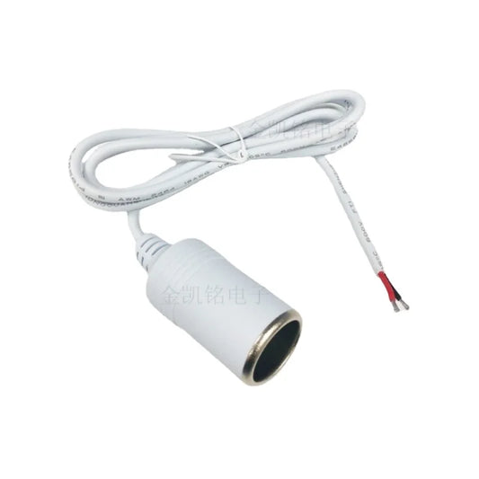 10A High-Power White Cigarette Lighter Car Charger Cable, Thick Copper, 0.75mm², Single-Headed Female To Male, 1m