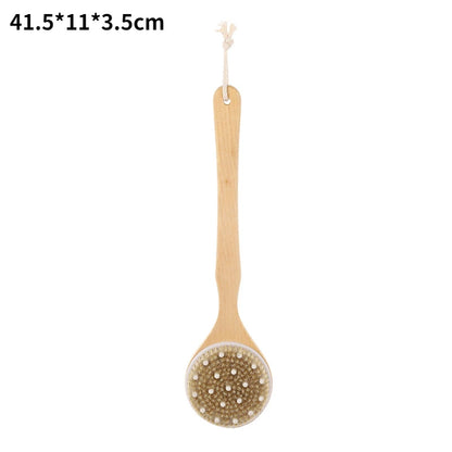 BXA Wooden Handle Natural Bristle Bath Brush Exfoliating Wooden Body Massage Shower Brush SPA Woman Man Skin Care Dry Body Brush