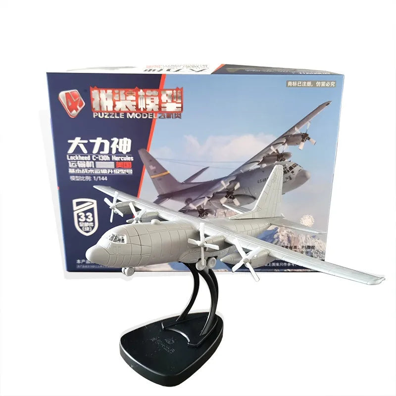 4D Assembled Model 1/144 China H-6K Bomber American C130 Hercules Transport Aircraft Model Military Aircraft Toys Decoration