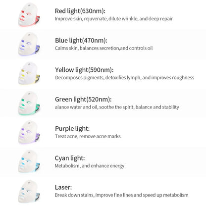 New Wireless 7 Colors LED Facial Mask Photon Therapy Skin Rejuvenation Anti Acne Wrinkle Removal Skin Care Mask Skin Brightening