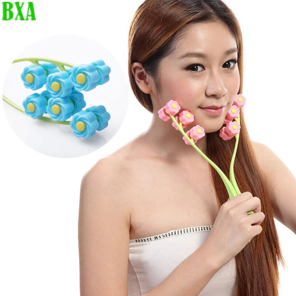 1PCS Flower Shape Anti Wrinkle Face-Lift Relaxation Beauty Tools Finger Massage Portable Facial Massager Roller Slimming Face