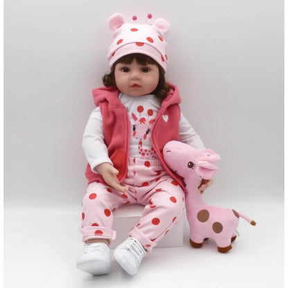 47cm Reborn Dolls Soft Silicone Reborn Baby Dolls Lifelike Baby Girl Doll Gifts for Girls Reborn Doll Kit Pink Simulation Baby