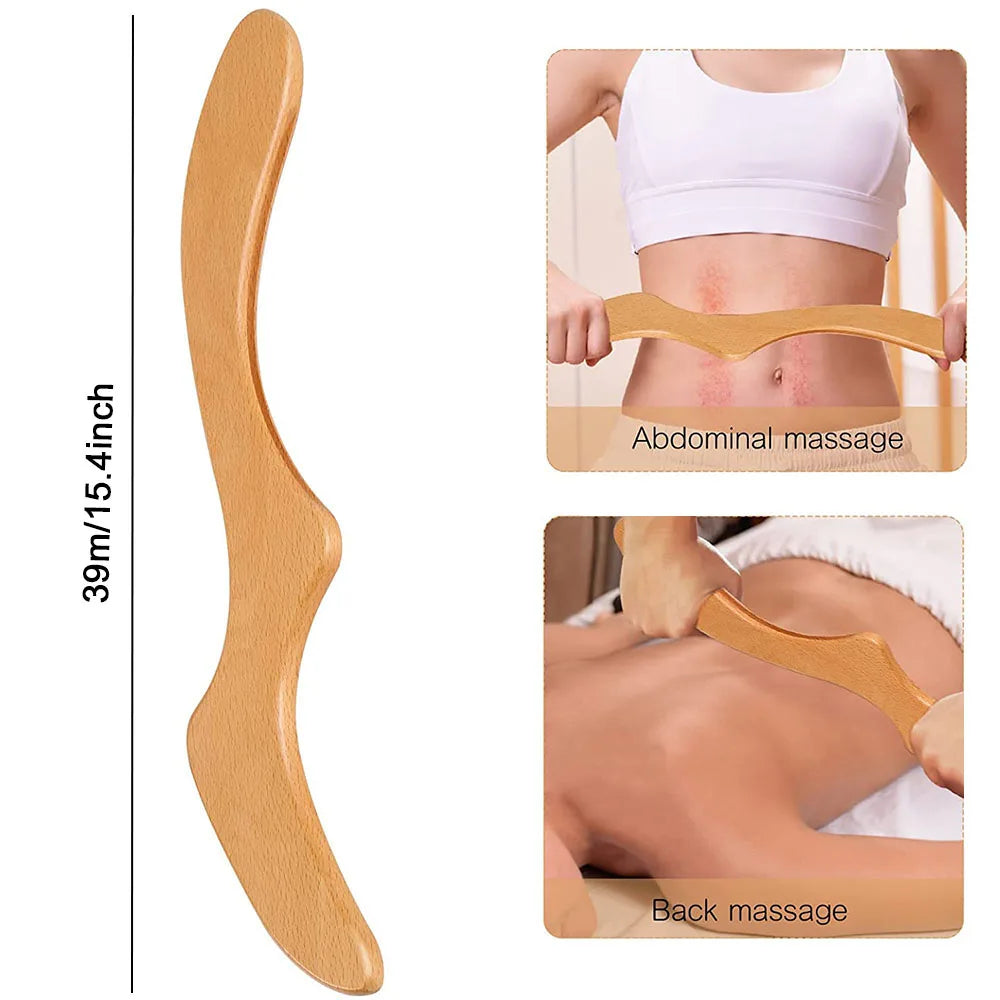 Wooden Gua Sha Scraping Board Wood Lymphatic Drainage Massager Body Sculpting Tools for Anti-Cellulite & Muscle Massage Release