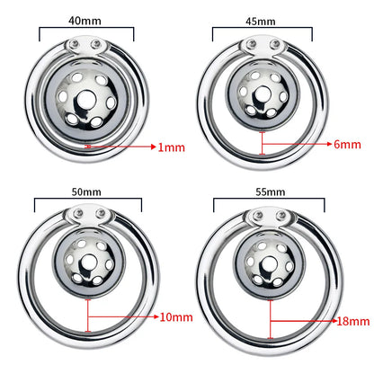 Stainless Steel Pot Lid Chastity Cage Penis Cock Ring Lock Hollow Guide Hole Catheter for Male Convenient Urination Sex Toys